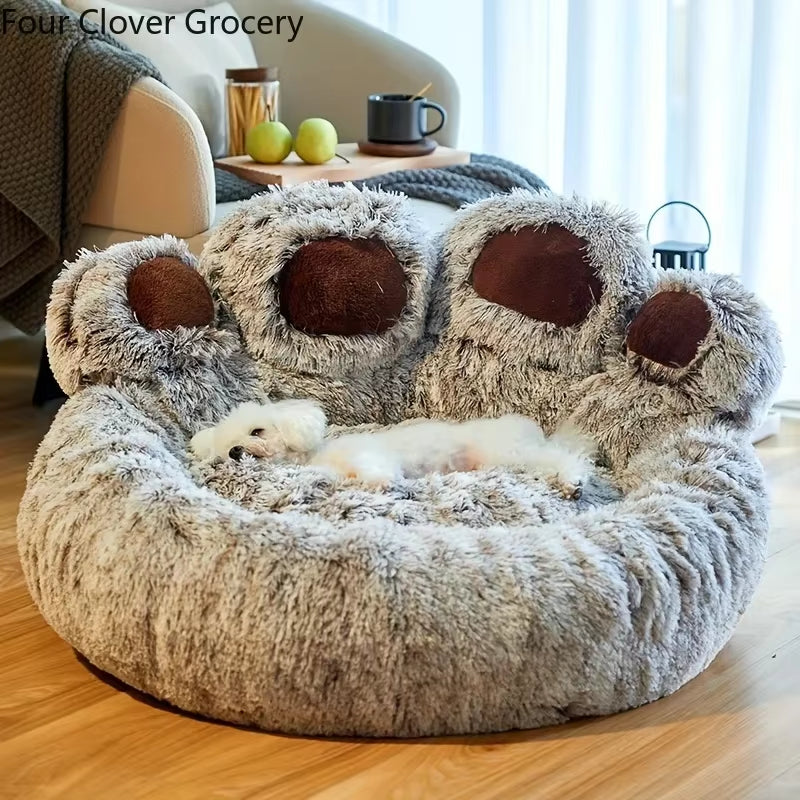 Dog Bed Cat Pet Sofa Cute Bear Paw Shape Comfortable Cozy Pet Sleeping Beds for Small Medium Large Soft Fluffy Cushion Dog Bed